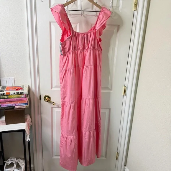 NWT ModCloth Notes of Grace Pink Tiered Poplin Maxi Dress Womens Size L - Picture 4 of 6